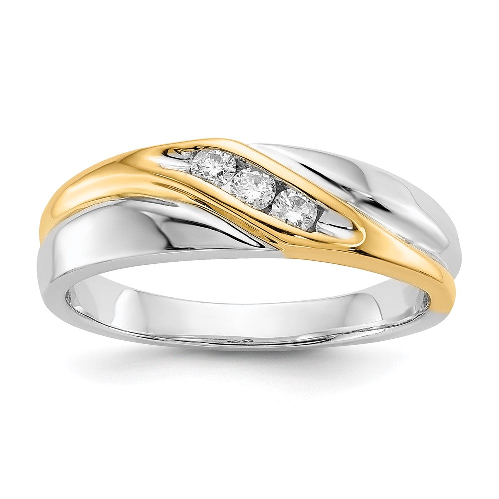 14k Two-Tone Gold Real Diamond Mens Ring