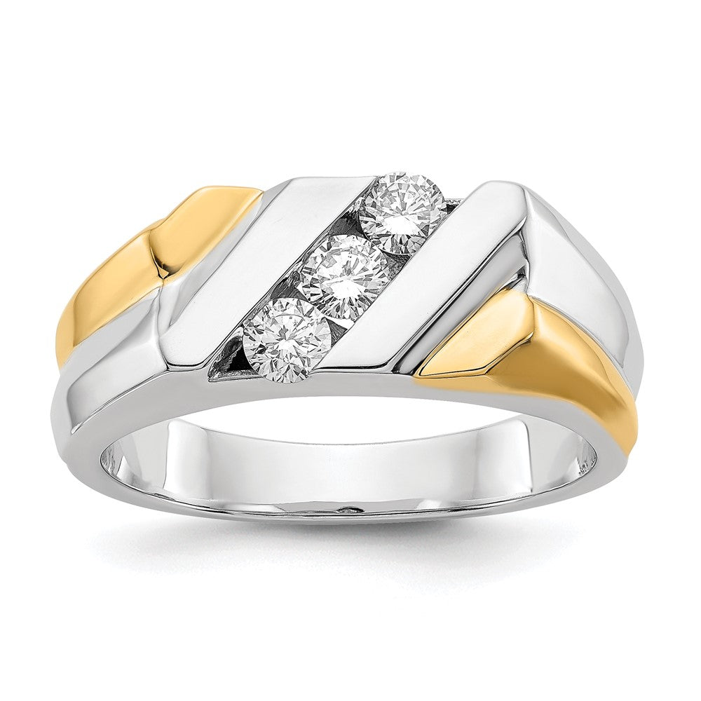 14k Two-tone Two Tone 1/2 Ct. Lab Grown Diamond VS/SI+ G+ Three Stone Men's Ring