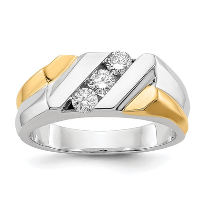14k Two-tone Two Tone 1/2 Ct. Lab Grown Diamond VS/SI+ G+ Three Stone Men's Ring