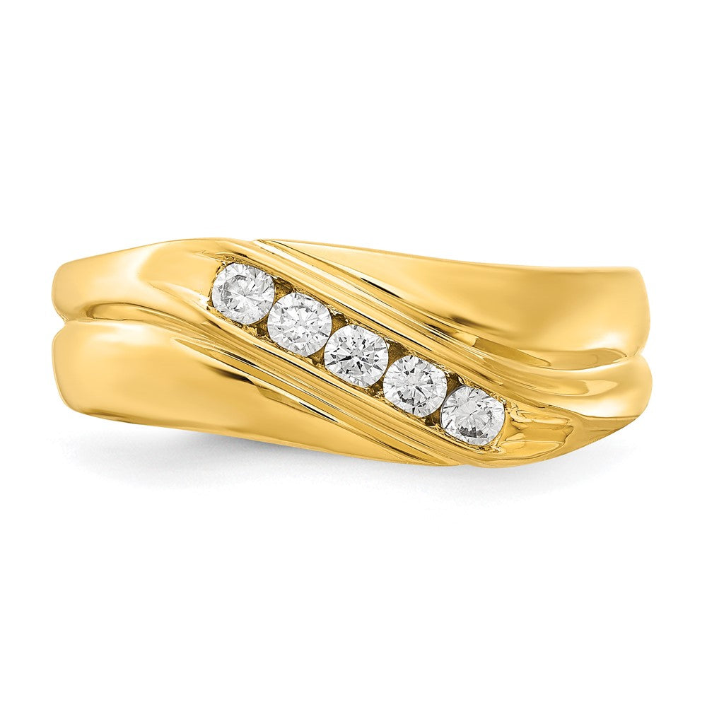 14k Yellow Gold 1/3 Ct. Lab Grown Diamond VS/SI+ G+ Five Stone Men's Ring