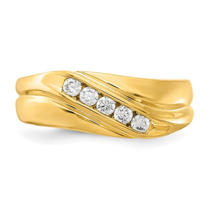 14k Yellow Gold 1/3 Ct. Lab Grown Diamond VS/SI+ G+ Five Stone Men's Ring