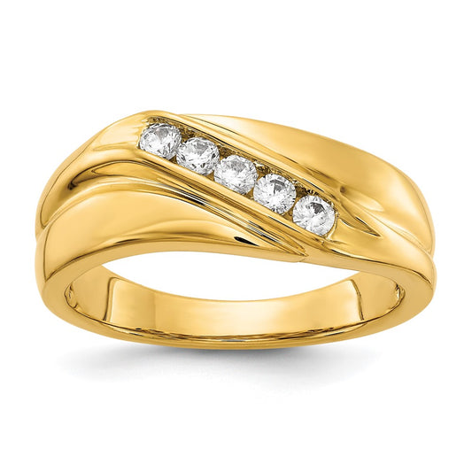 14k Yellow Gold 1/3 Ct. Lab Grown Diamond VS/SI+ G+ Five Stone Men's Ring