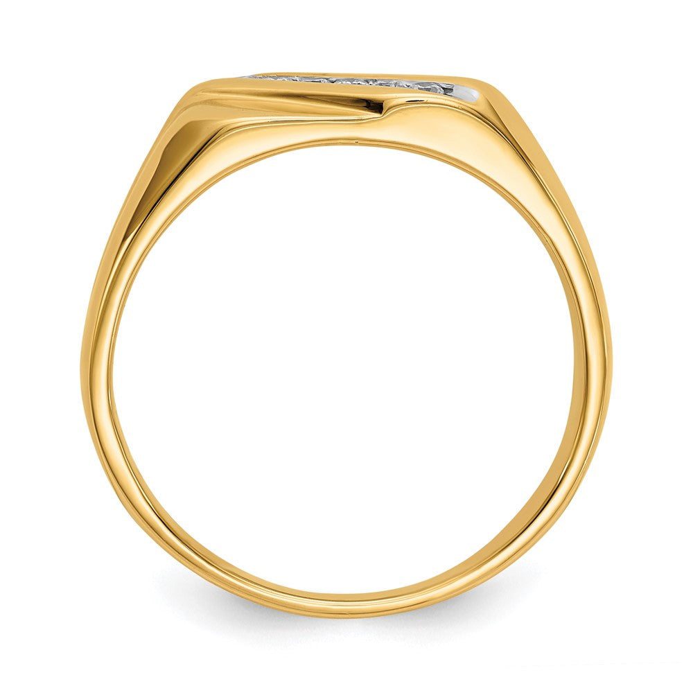 14k Yellow Gold White 1/8 Ct. Lab Grown Diamond VS/SI+ G+ Six Stone Men's Ring