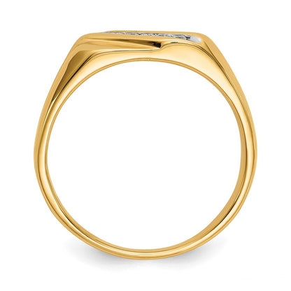 14k Yellow Gold White 1/8 Ct. Lab Grown Diamond VS/SI+ G+ Six Stone Men's Ring