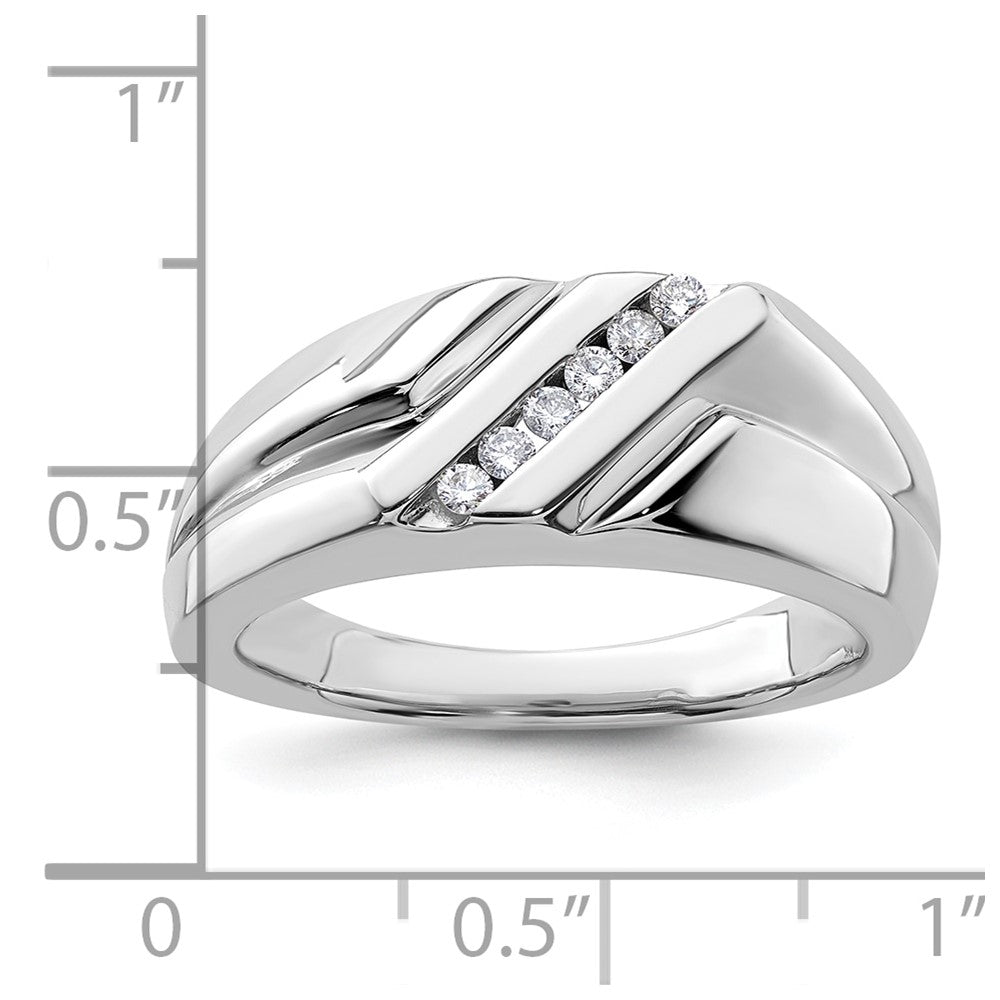 14k White Gold 1/6 Ct. Lab Grown Diamond VS/SI+ G+ Six Stone Men's Ring