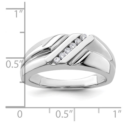 14k White Gold 1/6 Ct. Lab Grown Diamond VS/SI+ G+ Six Stone Men's Ring