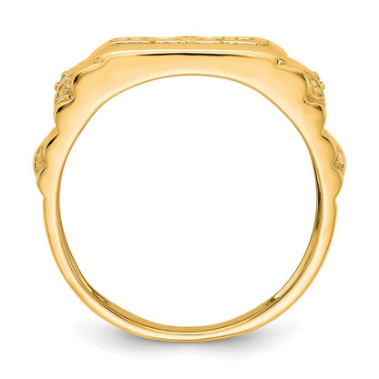 14K Yellow Gold AAA Real Diamond men's ring
