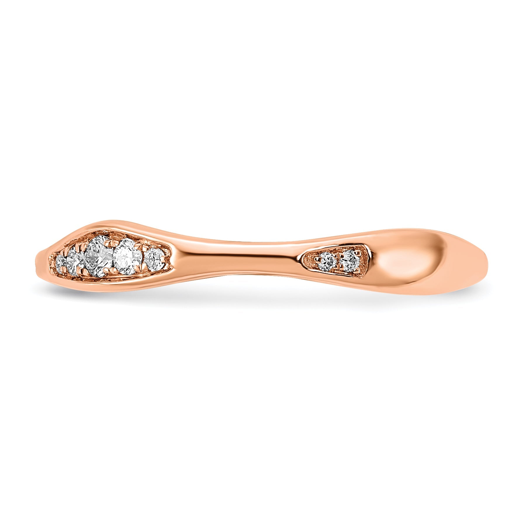 14K Rose Gold 1/8 Carat Diamond Contoured Complete Wedding Band