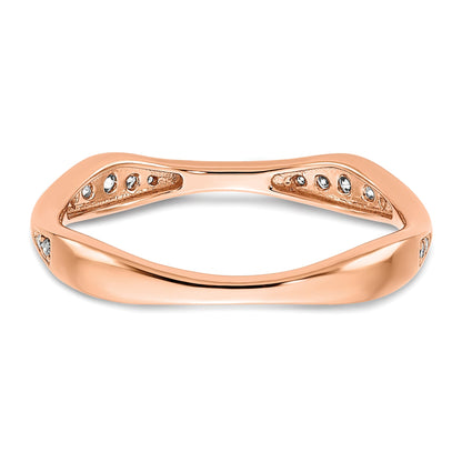 14K Rose Gold 1/8 Carat Diamond Contoured Complete Wedding Band