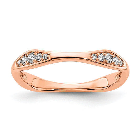 14K Rose Gold 1/8 Carat Diamond Contoured Complete Wedding Band