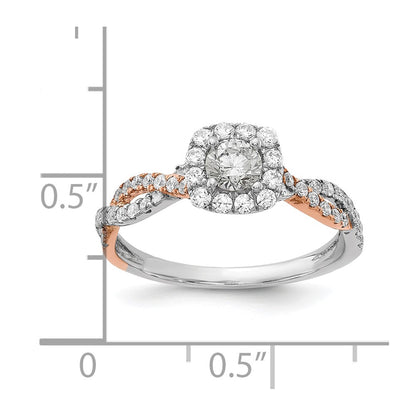 14K Two-Tone Lab Grown VS/SI+ G+ Diamond Square Halo Engagement Ring