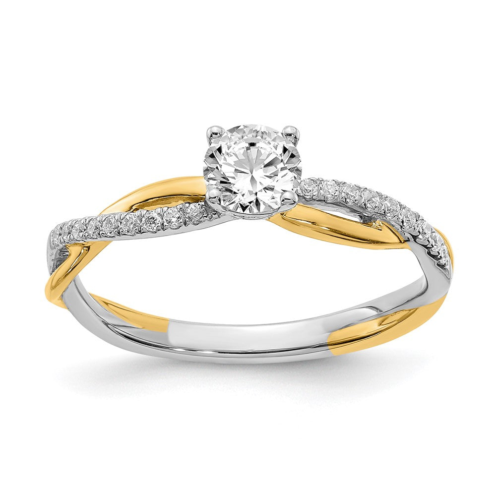 14K Two Tone White & Yellow Gold Eng Ring Rd 1 .4Ct, 18 200'S Mel:S53