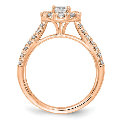 14K Rose Gold True Origin 1 Carat Lab Grown Diamond Vs D E F Complete Fancy Halo Engagement Ring