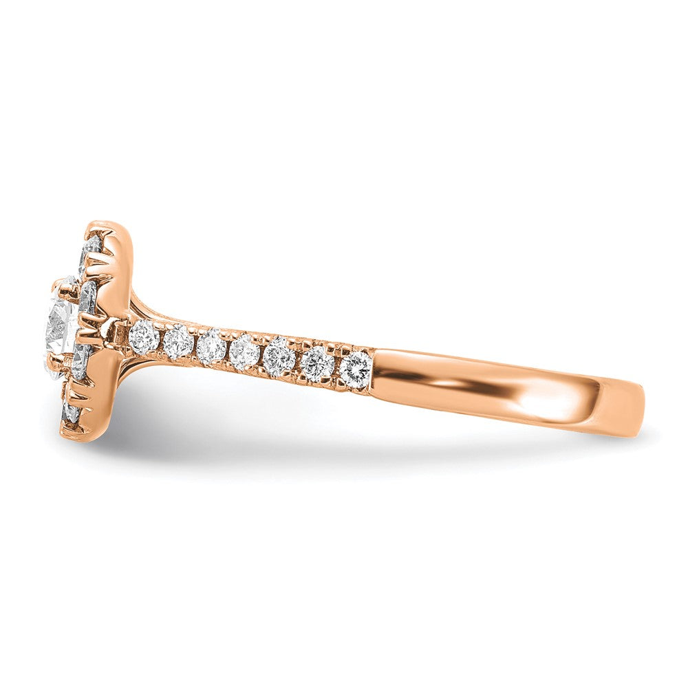 14K Rose Gold True Origin 1 Carat Lab Grown Diamond Vs D E F Complete Fancy Halo Engagement Ring
