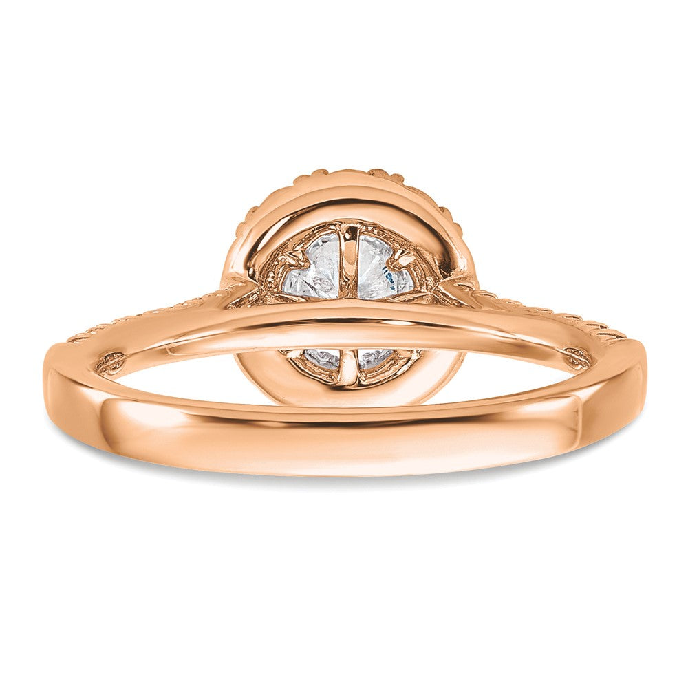 14K Rose Gold True Origin 1 Carat Lab Grown Diamond Vs D E F Complete Fancy Halo Engagement Ring