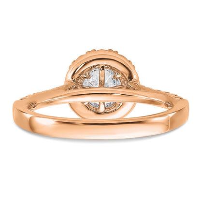 14K Rose Gold True Origin 1 Carat Lab Grown Diamond Vs D E F Complete Fancy Halo Engagement Ring