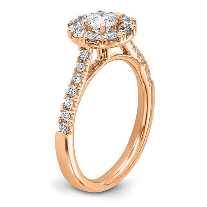 14K Rose Gold True Origin 1 Carat Lab Grown Diamond Vs D E F Complete Fancy Halo Engagement Ring