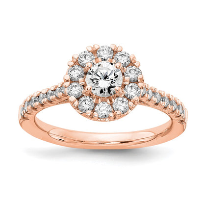 14K Rose Gold True Origin 1 Carat Lab Grown Diamond Vs D E F Complete Fancy Halo Engagement Ring