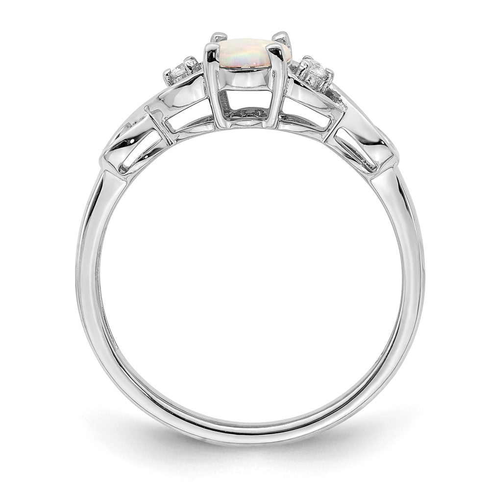 10K White Gold 10K Created Opal And Diamond Ring