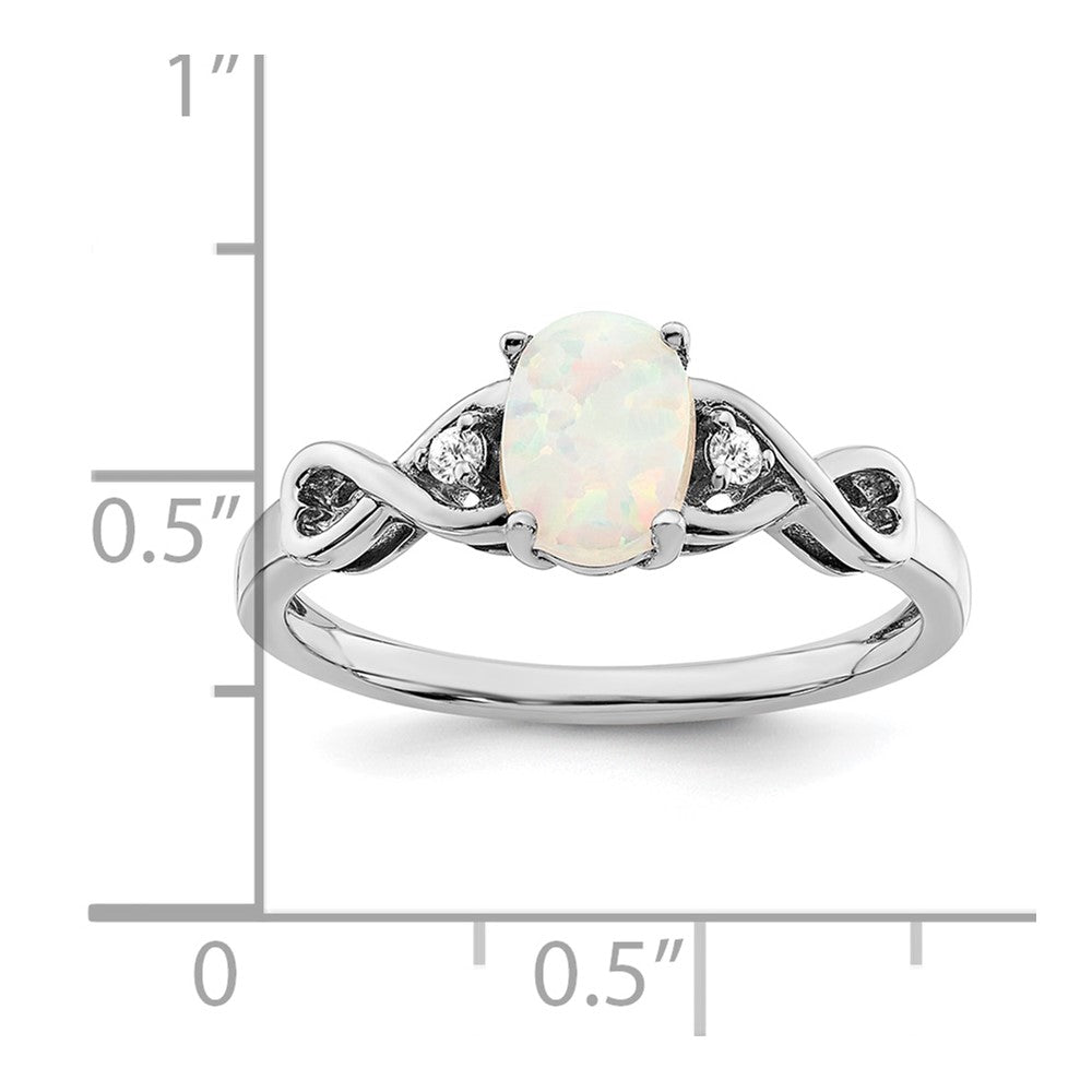 10K White Gold 10K Created Opal And Diamond Ring