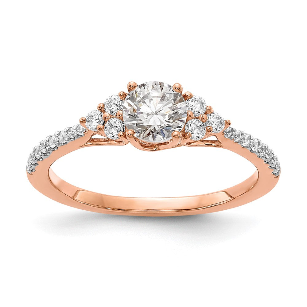 14k Rose Gold 3/4 Ct. Lab Grown Diamond VS/SI+ G+ Round Shared Prong Engagement Ring