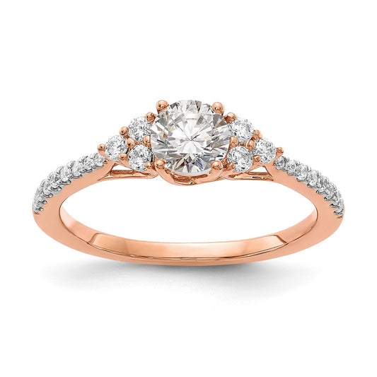 14k Rose Gold 3/4 Ct. Lab Grown Diamond VS/SI+ G+ Round Shared Prong Engagement Ring