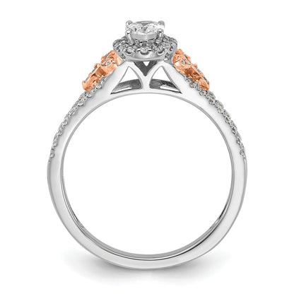 14k Two-tone Two Tone Rose and White Gold 3/4 Ct. Lab Grown Diamond VS/SI+ G+ Oval Halo Engagement Ring