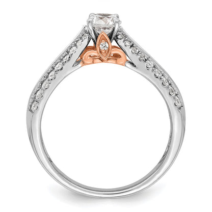 10k Two-tone Two Tone Rose and White Gold 3/4 Ct. Lab Grown Diamond VS/SI+ G+ Round Complete Channel Set Shared Prong Engagement Ring