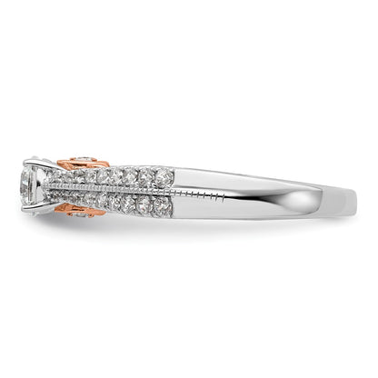10k Two-tone Two Tone Rose and White Gold 3/4 Ct. Lab Grown Diamond VS/SI+ G+ Round Complete Channel Set Shared Prong Engagement Ring