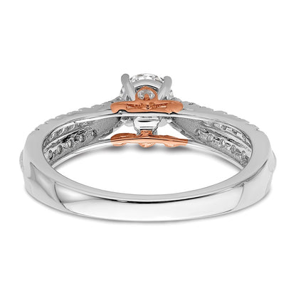 10k Two-tone Two Tone Rose and White Gold 3/4 Ct. Lab Grown Diamond VS/SI+ G+ Round Complete Channel Set Shared Prong Engagement Ring