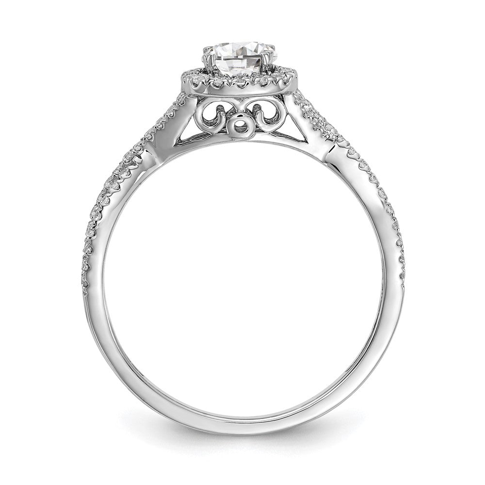 14K White Gold Halo Plus (Holds 1/2 Carat (5.2mm) Round Center) 1/3 Diamond Semi Mount Engagement Ring