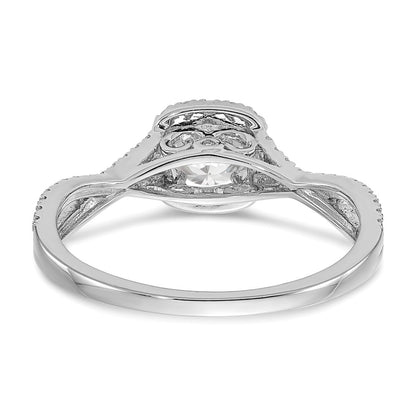 14K White Gold Halo Plus (Holds 1/2 Carat (5.2mm) Round Center) 1/3 Diamond Semi Mount Engagement Ring