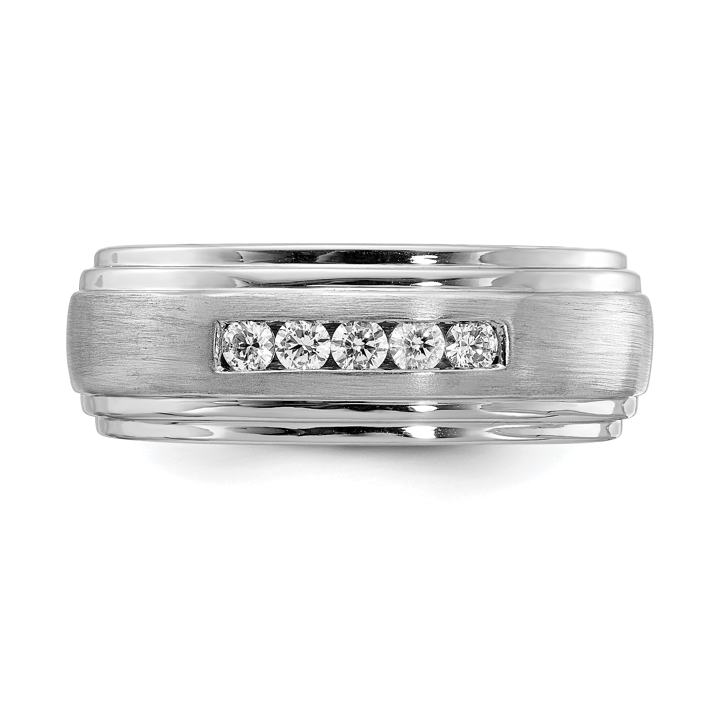0.25ct. CZ Solid Real 14k White Gold Men's Wedding Band Ring