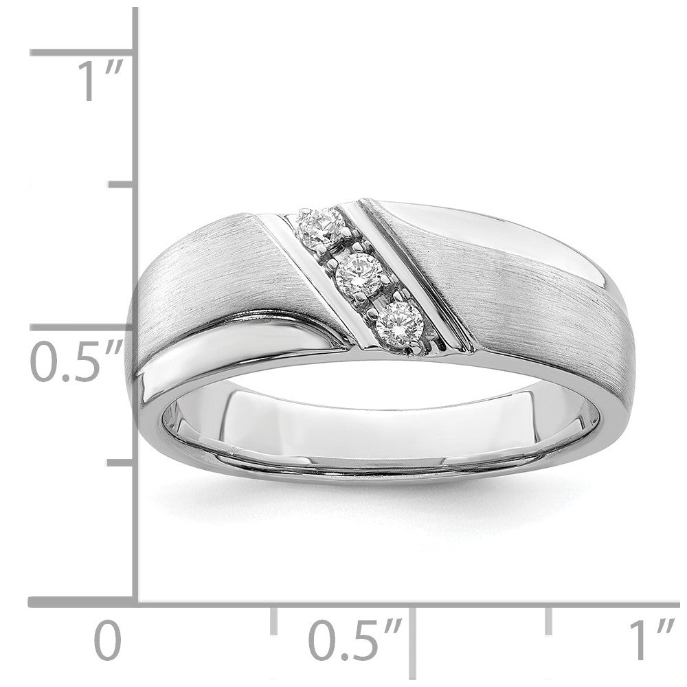 0.12ct. CZ Solid Real 14k White Gold Men's Wedding Band Ring