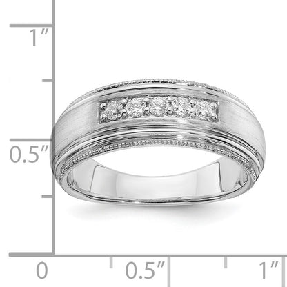 0.25ct. CZ Solid Real 14k White Gold Men's Wedding Band Ring
