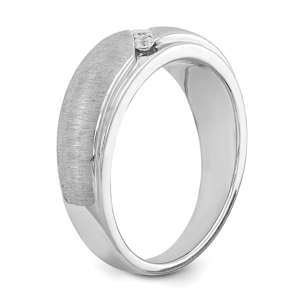 0.15ct. CZ Solid Real 14k White Gold Men's Wedding Band Ring