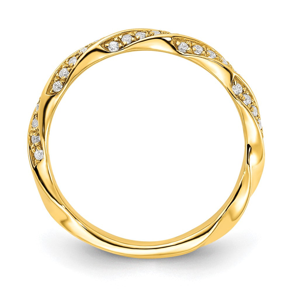 14K Yellow Gold Twisted 1/5 Carat Diamond Complete Wedding Band