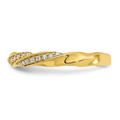 14K Yellow Gold Twisted 1/5 Carat Diamond Complete Wedding Band