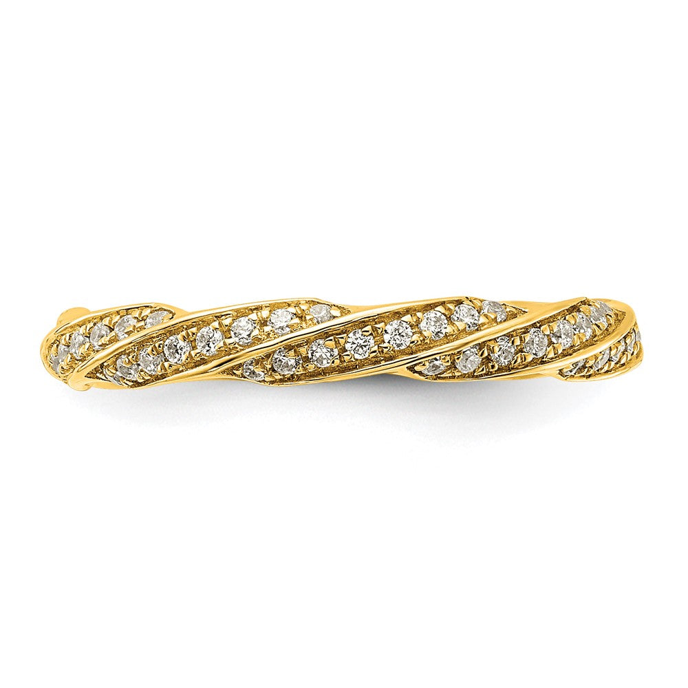 14K Yellow Gold Twisted 1/5 Carat Diamond Complete Wedding Band