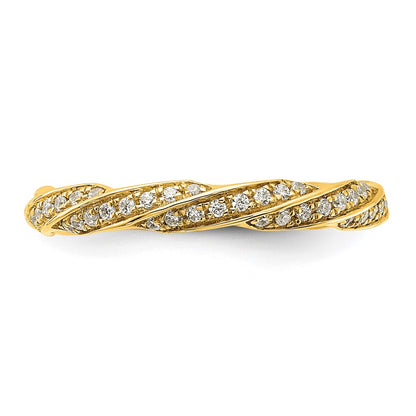 14K Yellow Gold Twisted 1/5 Carat Diamond Complete Wedding Band