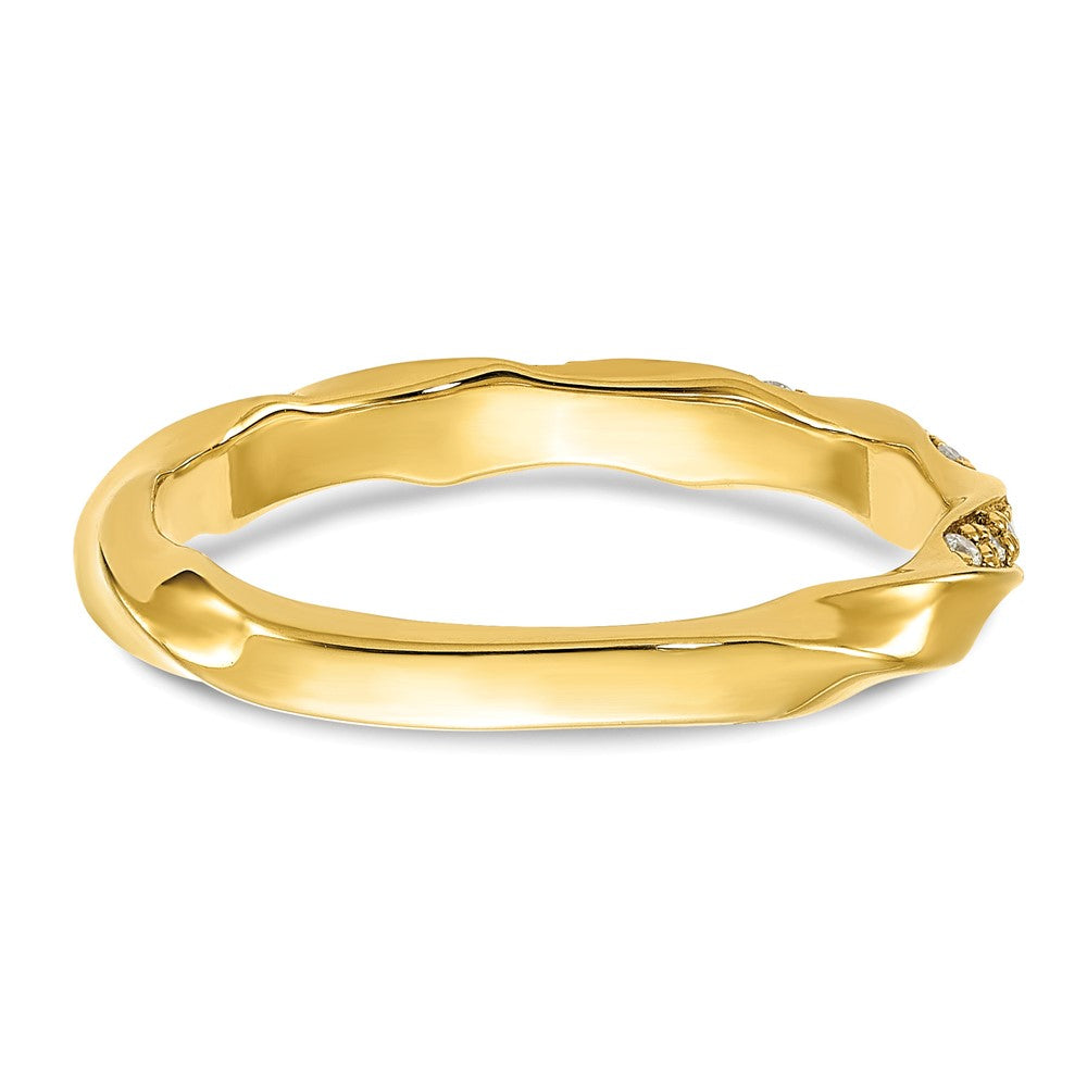 14K Yellow Gold Twisted 1/5 Carat Diamond Complete Wedding Band