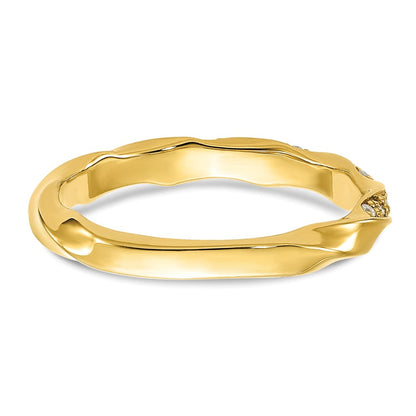14K Yellow Gold Twisted 1/5 Carat Diamond Complete Wedding Band