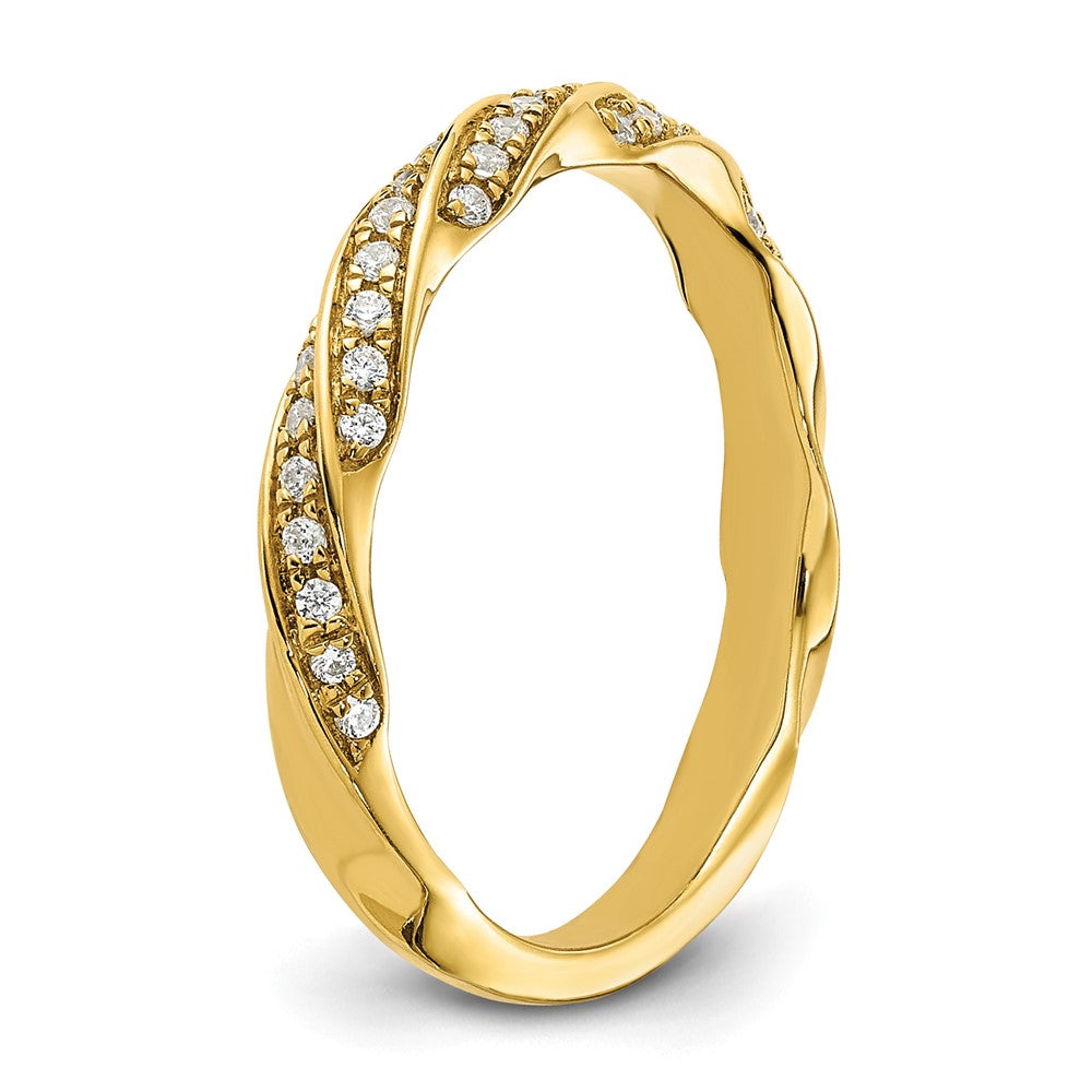 14K Yellow Gold Twisted 1/5 Carat Diamond Complete Wedding Band