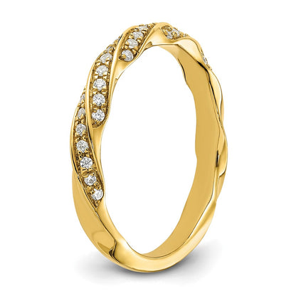 14K Yellow Gold Twisted 1/5 Carat Diamond Complete Wedding Band