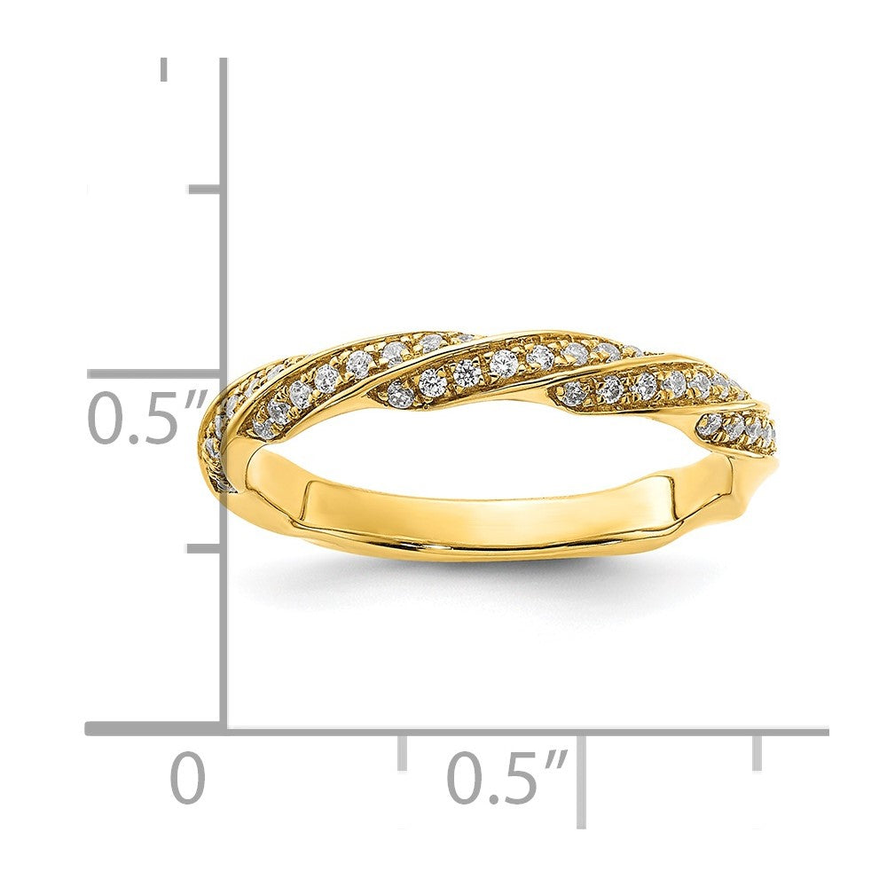 14K Yellow Gold Twisted 1/5 Carat Diamond Complete Wedding Band
