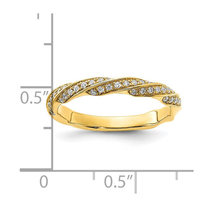 14K Yellow Gold Twisted 1/5 Carat Diamond Complete Wedding Band