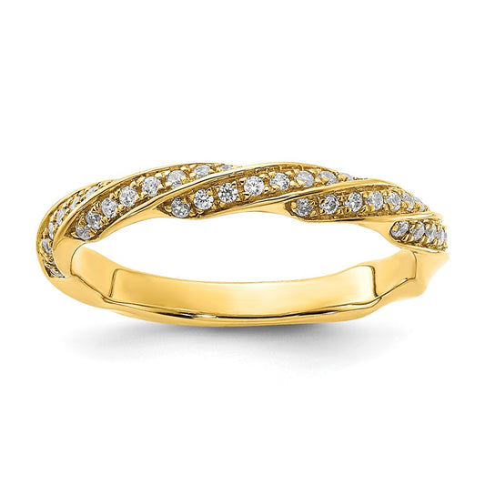 14K Yellow Gold Twisted 1/5 Carat Diamond Complete Wedding Band