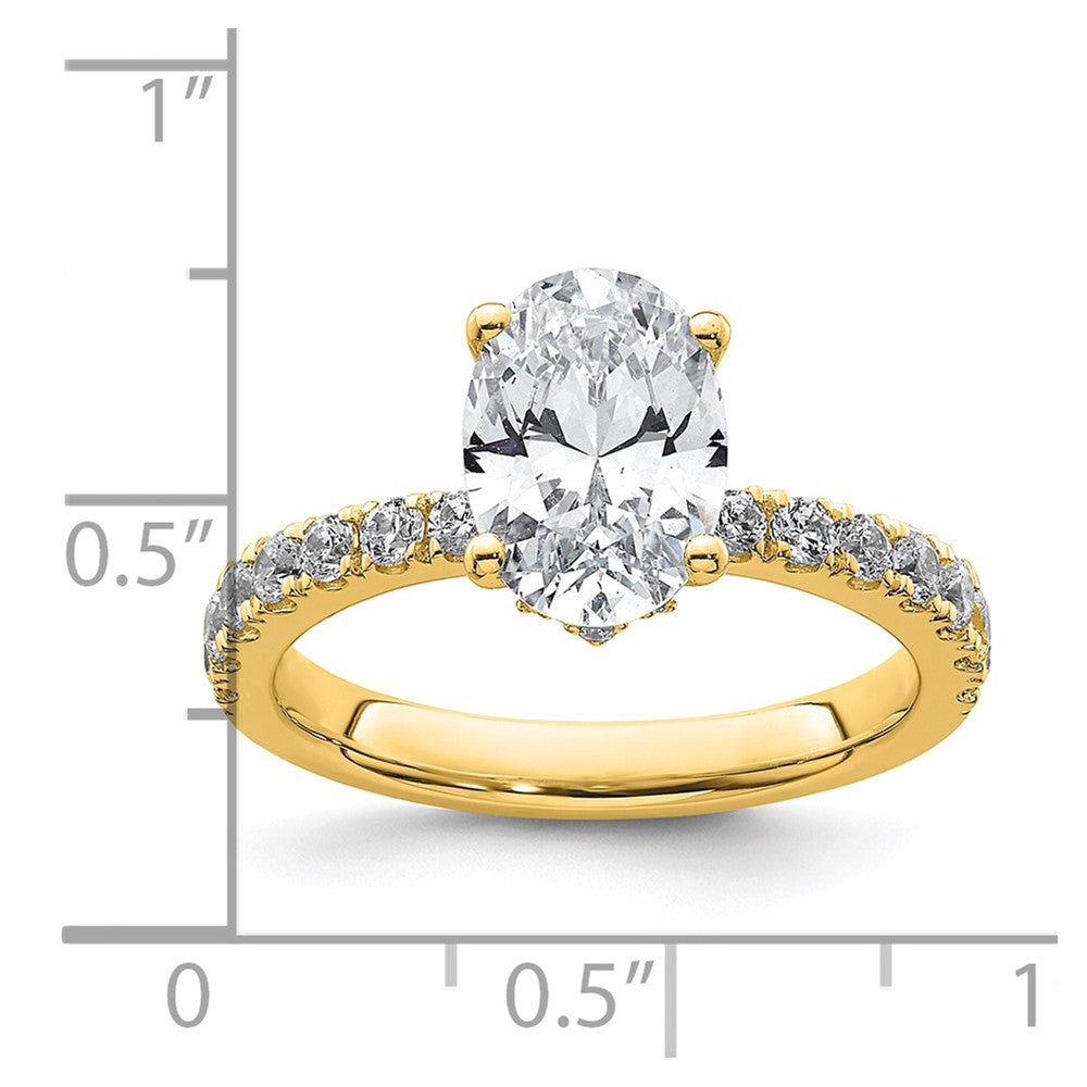 14k Yellow Gold White 2 1/4 Ct. Lab Grown Diamond VS/SI+ G+ Oval Solitaire Engagement Ring