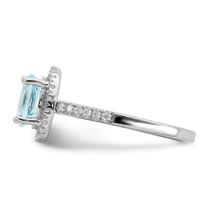 14K White Gold Blooming Bridal Halo 8X6mm Oval Aquamarine And 1/3 Carat Diamond Complete Engagement Ring