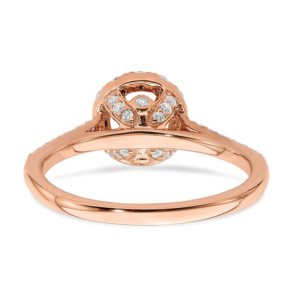 Solid 14k Rose Gold Morganite Simulated CZ Halo Complete Engagement Ring